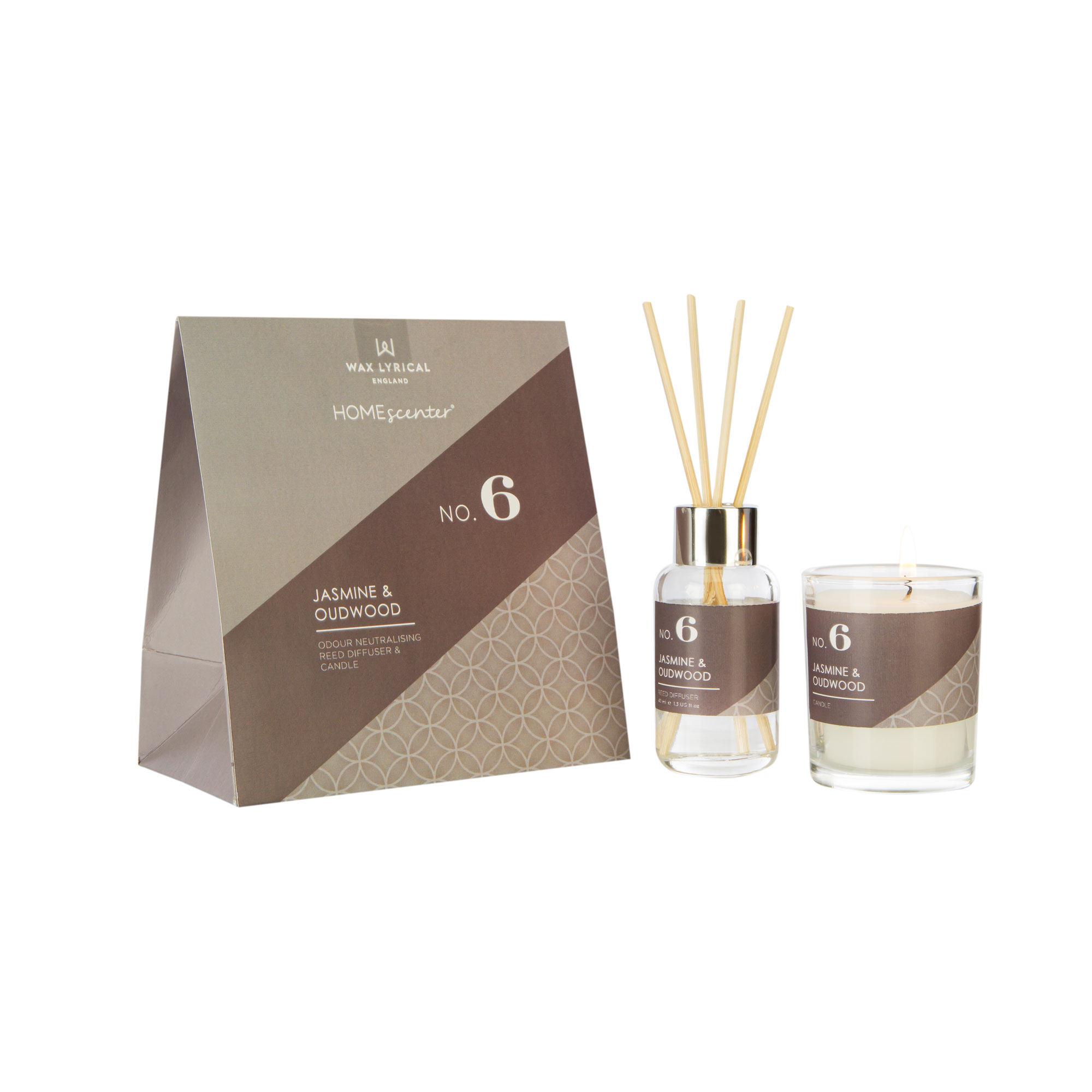 HomeScenter No. 6 Jasmine and Oudwood Reed Diffuser and Candle Gift Set image number null